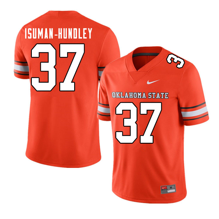 Men #37 Isreal Isuman-Hundley Oklahoma State Cowboys College Football Jerseys Sale-Alternate Orange